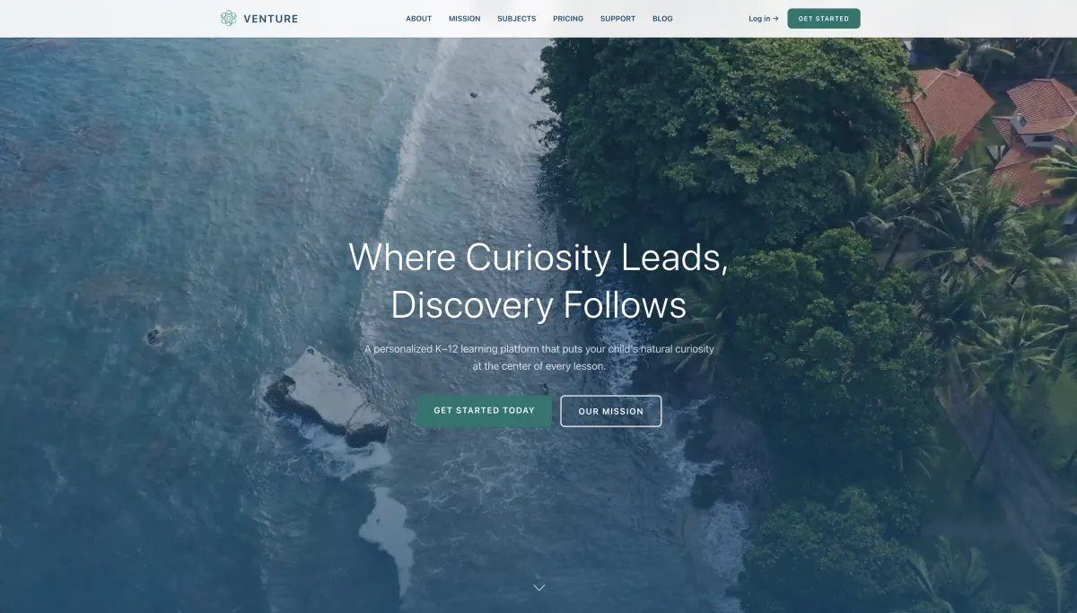 Screenshot of Venture — Personalized K-12 learning platform
