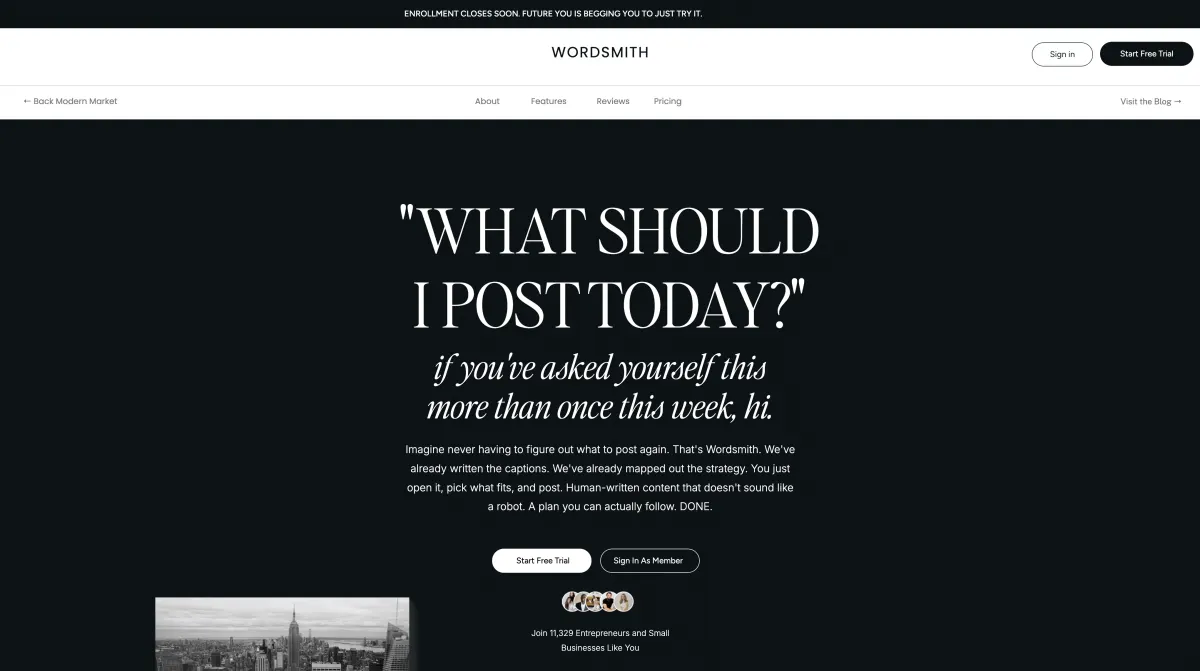 Screenshot of Wordsmith — AI-assisted social media planner